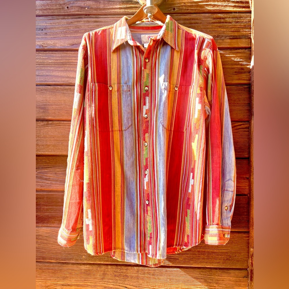 Territory Ahead - Men's Colorful LS Button-Down w/ Vertical Stripes - L vintage